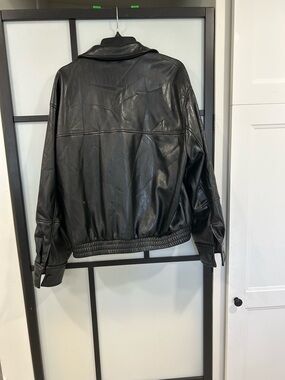Zara Black Faux Leather Bomber Jacket